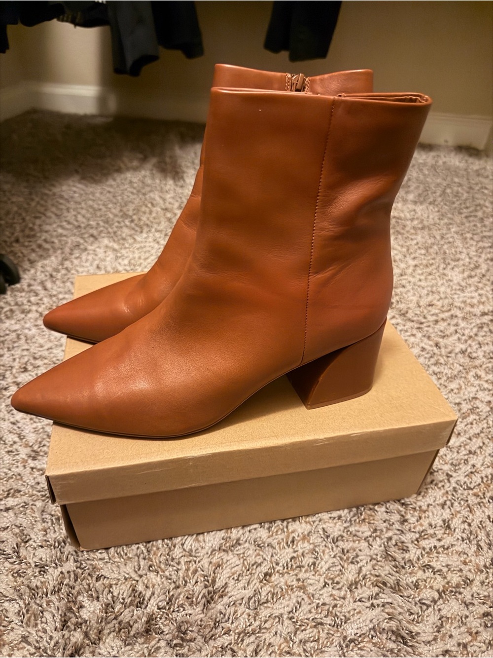 Steve Madden Pointed Toe Mid-Calf Boots in Cognac